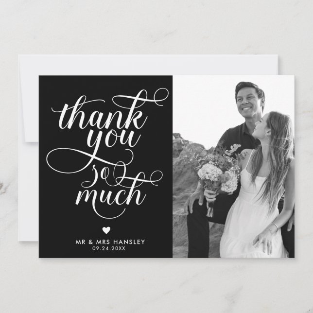 Tarjetas de agradecimiento de boda con tipografía  (Anverso)