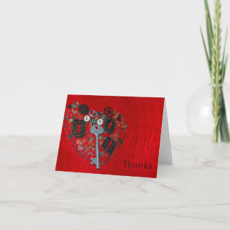 Tarjetas de agradecimiento de boda Corazón Steampu