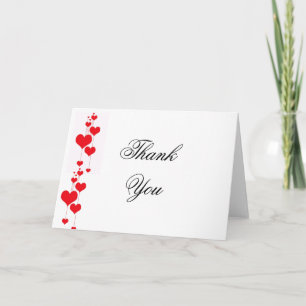 Tarjetas de agradecimiento de boda Corazones Rojos