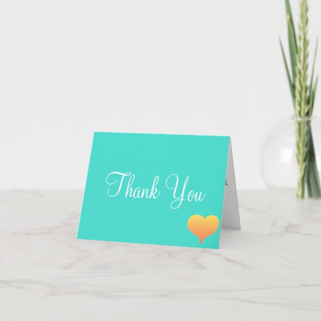 Tarjetas de agradecimiento de boda corazones turqu (Anverso)