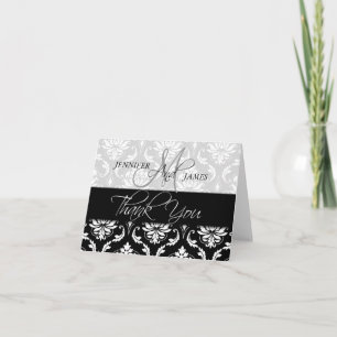 Tarjetas de agradecimiento de boda damasco monogra