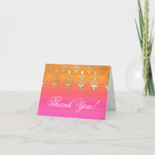 Tarjetas de agradecimiento de boda Damask Indio Do