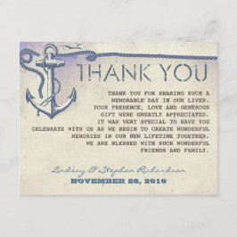 tarjetas de agradecimiento de boda de ancla vintag