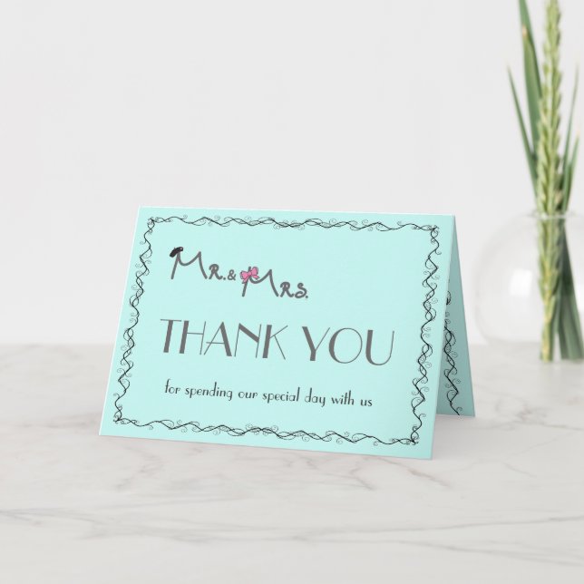 Tarjetas de agradecimiento de boda de color menta  (Anverso)