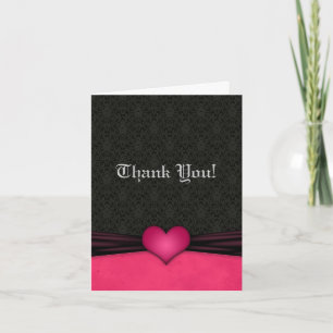 Tarjetas de agradecimiento de boda de damasco rosa