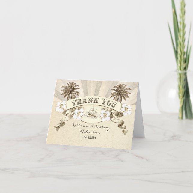 tarjetas de agradecimiento de boda de destino náut (Anverso)
