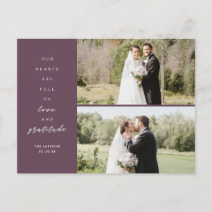 Tarjetas de agradecimiento de boda de dos fotos He