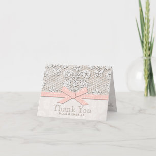 Tarjetas de agradecimiento de boda de encaje vinta