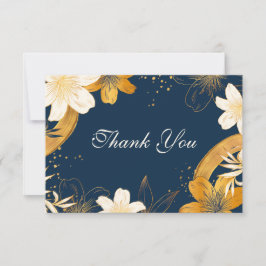 Tarjetas de agradecimiento de boda de flores azule