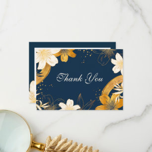 Tarjetas de agradecimiento de boda de flores azule