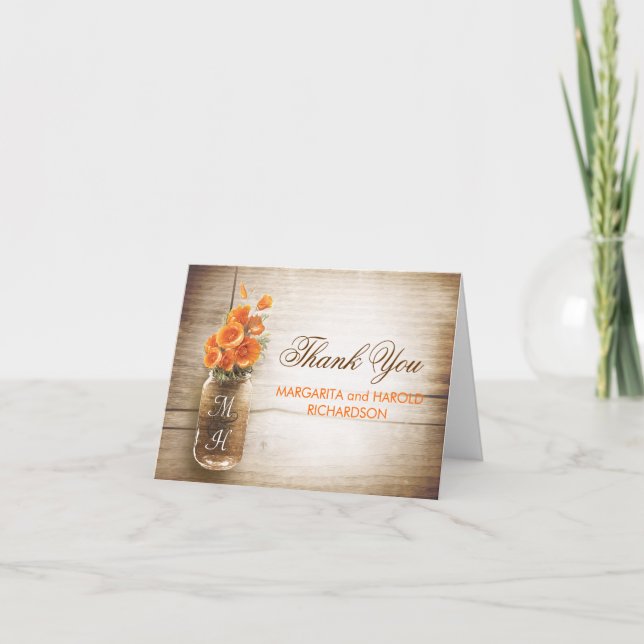 Tarjetas de agradecimiento de boda de frasco de al (Anverso)