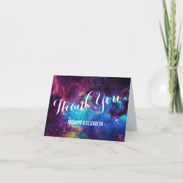 Tarjetas de agradecimiento de boda de galaxia colo