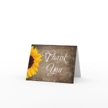 Tarjetas de agradecimiento de boda de girasoles rú