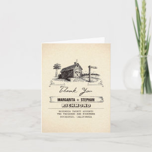 Tarjetas de agradecimiento de boda de granero rúst