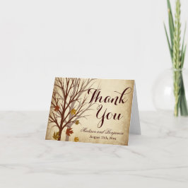 Tarjetas de agradecimiento de boda de otoño con ár