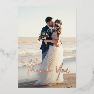 Tarjetas de agradecimiento de boda de papel de alu