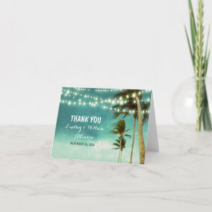 tarjetas de agradecimiento de boda de playa con om