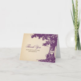 tarjetas de agradecimiento de boda de roble antigu