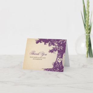tarjetas de agradecimiento de boda de roble antigu