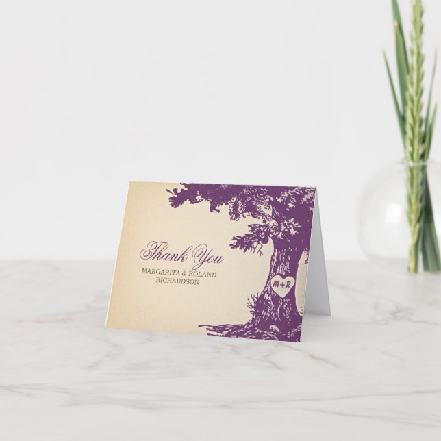 tarjetas de agradecimiento de boda de roble antigu (Anverso)