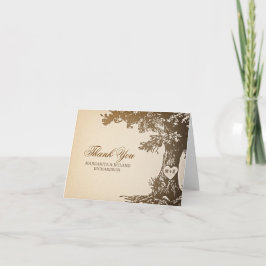 tarjetas de agradecimiento de boda de roble antigu