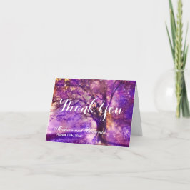 Tarjetas de agradecimiento de boda de roble púrpur