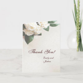 Tarjetas de agradecimiento de boda de rosas blanca