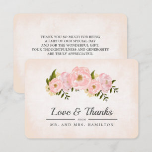 Tarjetas de agradecimiento de Boda de Rubor Pink P