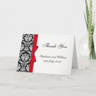 Tarjetas de agradecimiento de boda de seda con laz