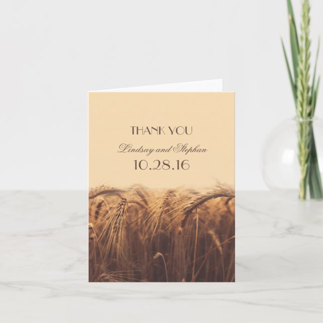 Tarjetas de agradecimiento de boda de trigo (Anverso)
