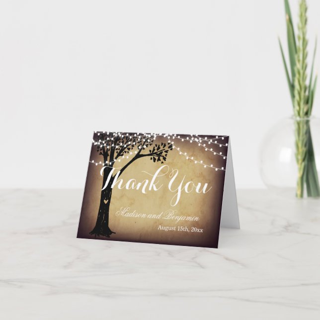 Tarjetas de agradecimiento de boda del árbol de ro (Anverso)