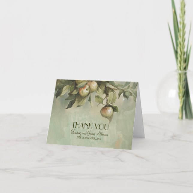 Tarjetas de agradecimiento de boda del manzano (Anverso)