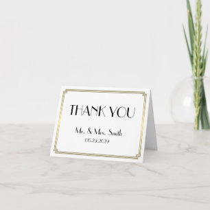 Tarjetas de agradecimiento de boda doradas Gatsby