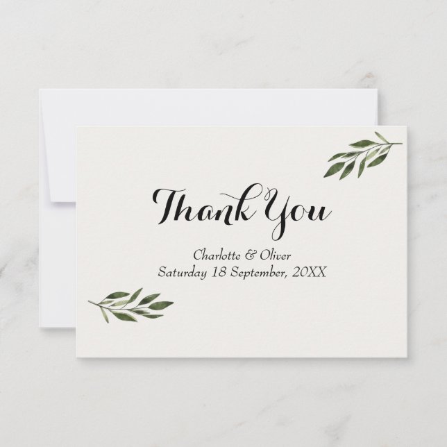 Tarjetas de agradecimiento de boda elegantes de bo (Anverso)