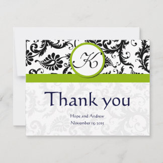 Tarjetas de agradecimiento de boda en verde con re