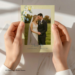 Tarjetas de agradecimiento de boda floral de limón