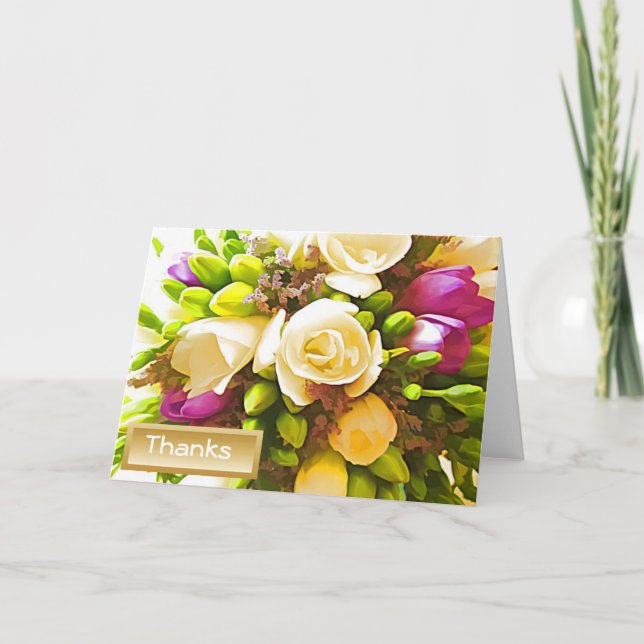 Tarjetas de agradecimiento de boda florales (Anverso)