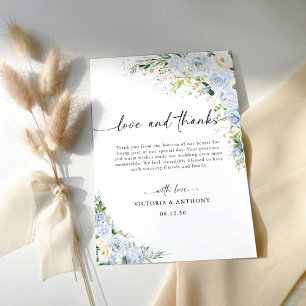 Tarjetas de agradecimiento de boda florales azul p