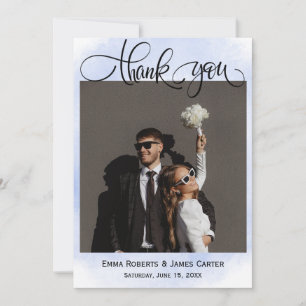 Tarjetas de agradecimiento de boda florales azules