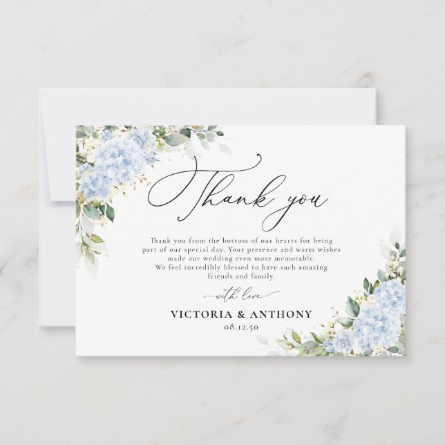 Tarjetas de agradecimiento de boda florales de Hor (Anverso)