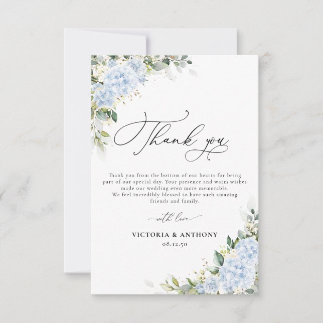 Tarjetas de agradecimiento de boda florales de Hor (Anverso)