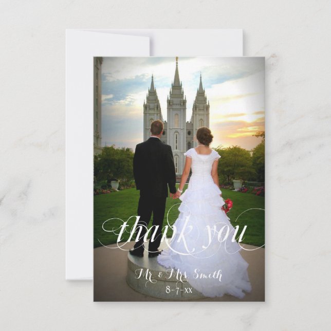 Tarjetas de agradecimiento de boda, foto de Person (Anverso)