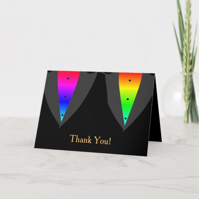 Tarjetas de agradecimiento de boda gay con corazon (Anverso)