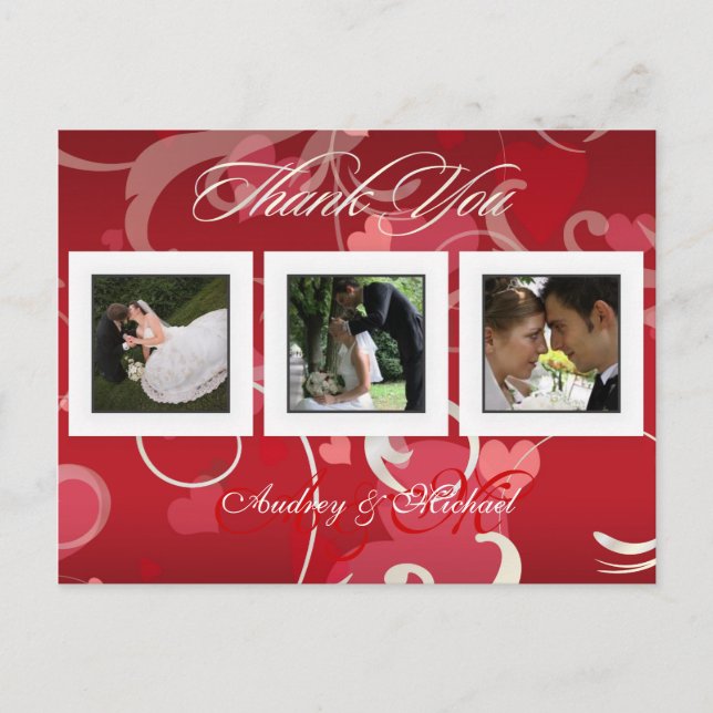 Tarjetas de agradecimiento de boda inserte sus fot (Anverso)