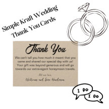 Tarjetas de agradecimiento de boda kraft Tarjeta d