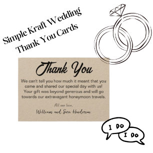 Tarjetas de agradecimiento de boda kraft Tarjeta d