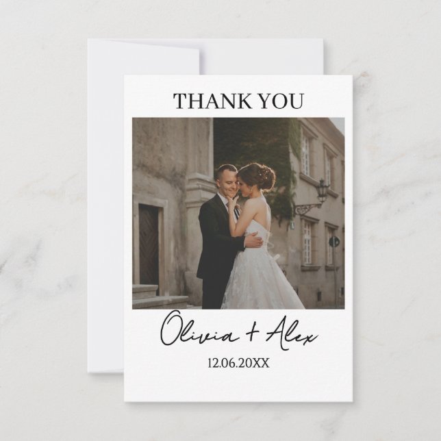 Tarjetas de agradecimiento de boda modernas y senc (Anverso)