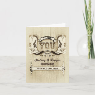 tarjetas de agradecimiento de boda occidental zapa