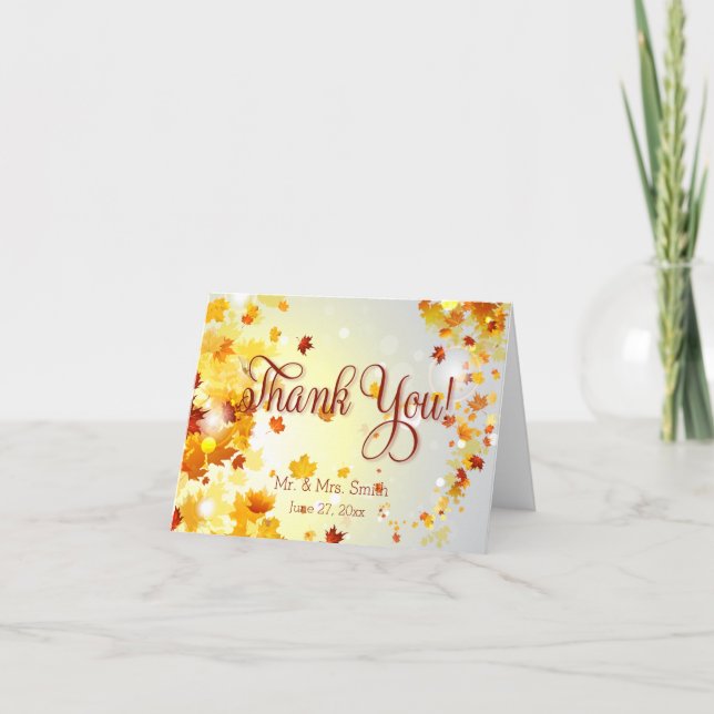 Tarjetas de agradecimiento de boda otoñal colorida (Anverso)