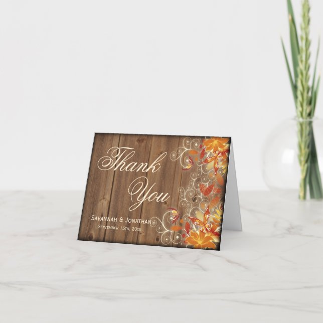 Tarjetas de agradecimiento de boda otoñal florales (Anverso)